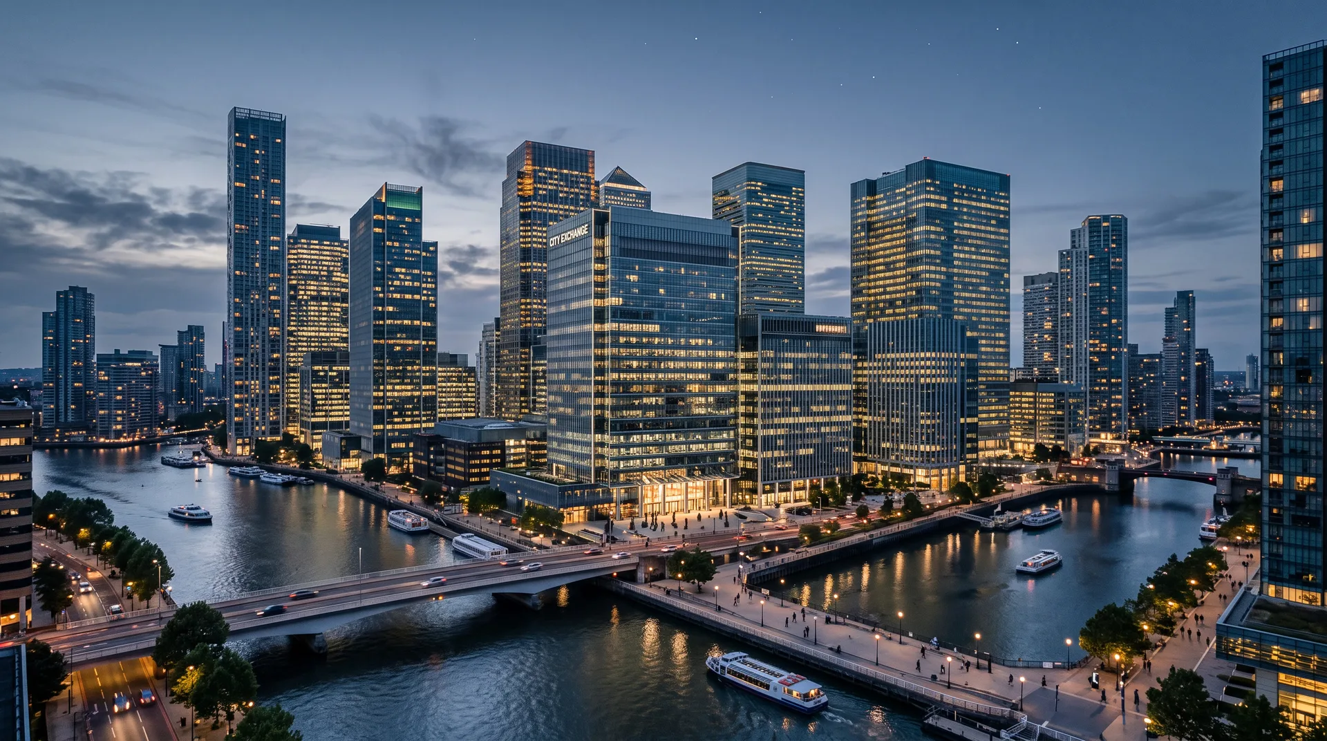 Financial district skyline